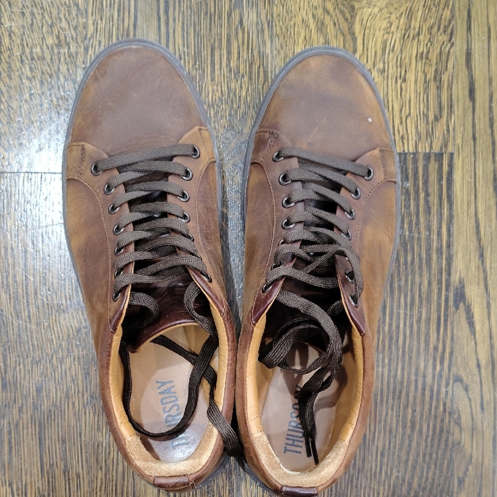 Thursday Men's Brown Leather Sneakers, Size 10, With Box